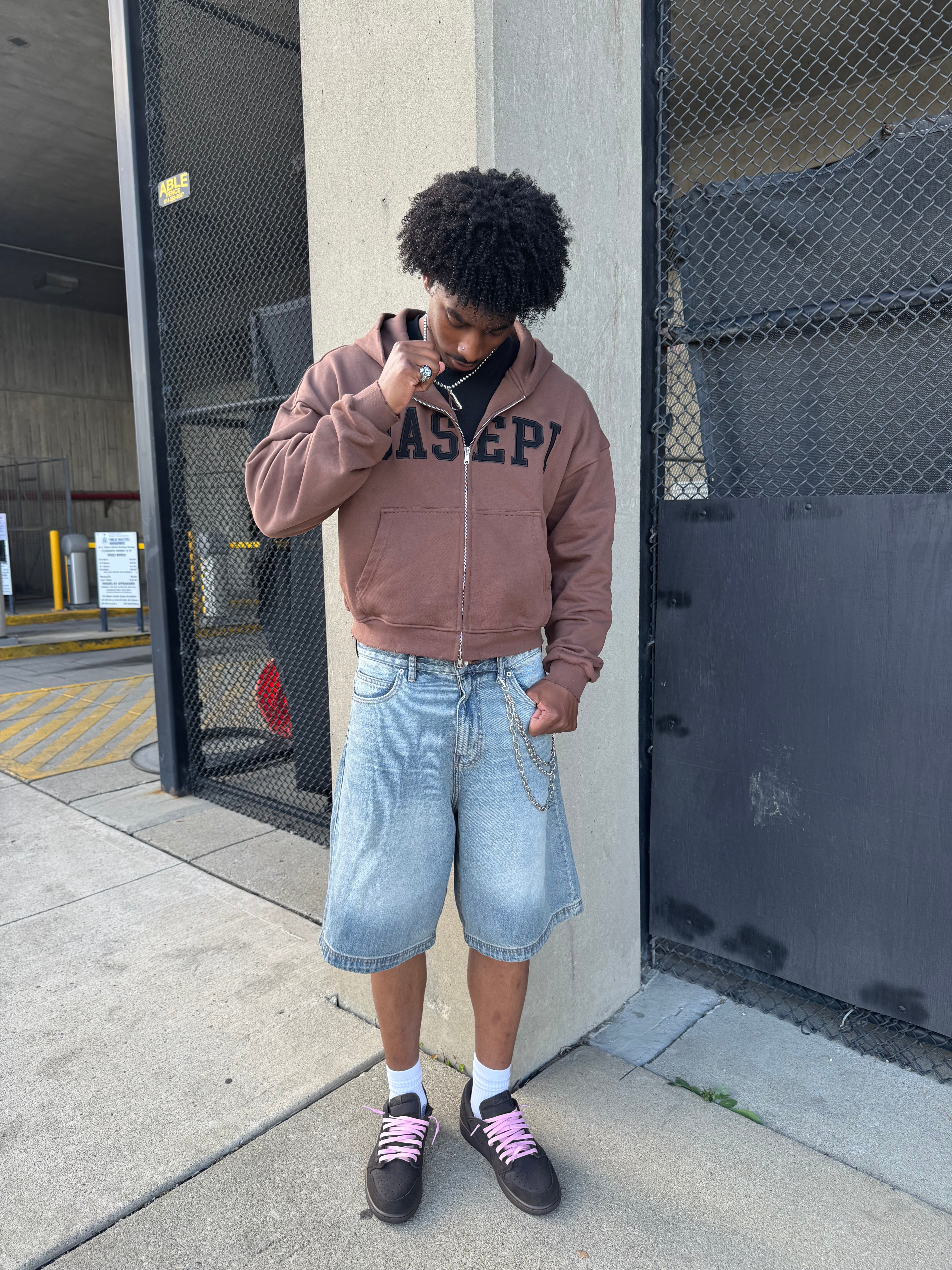 MOCHA VARSITY ZIP UP