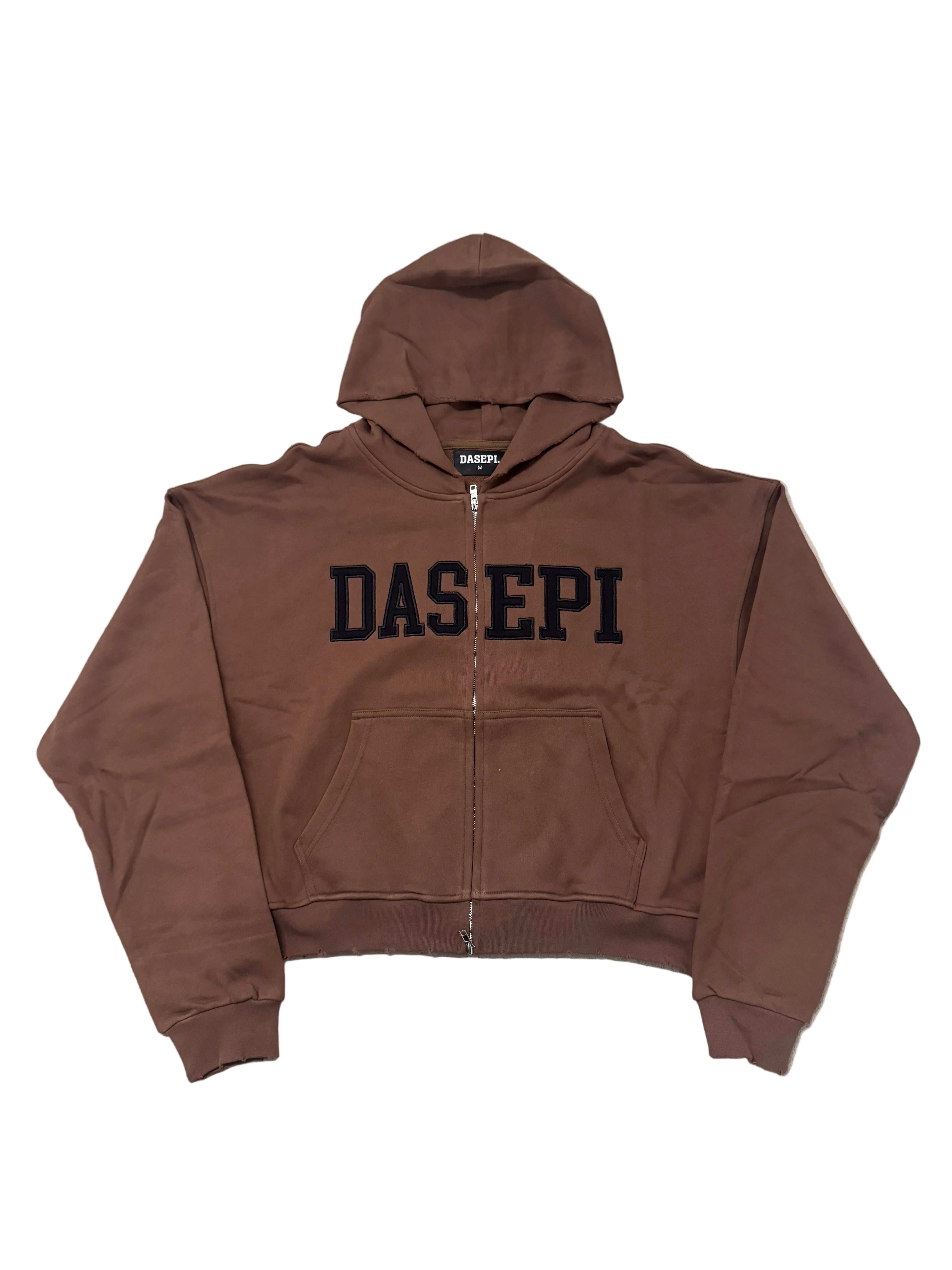 MOCHA VARSITY ZIP UP